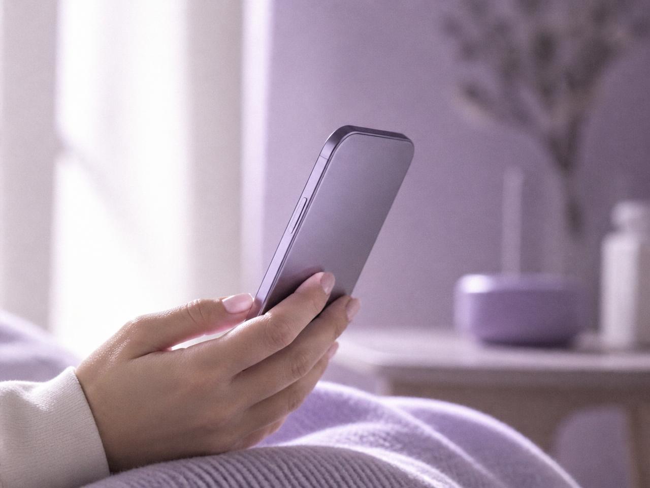 Mão segurando um celular durante uma conversa tranquila